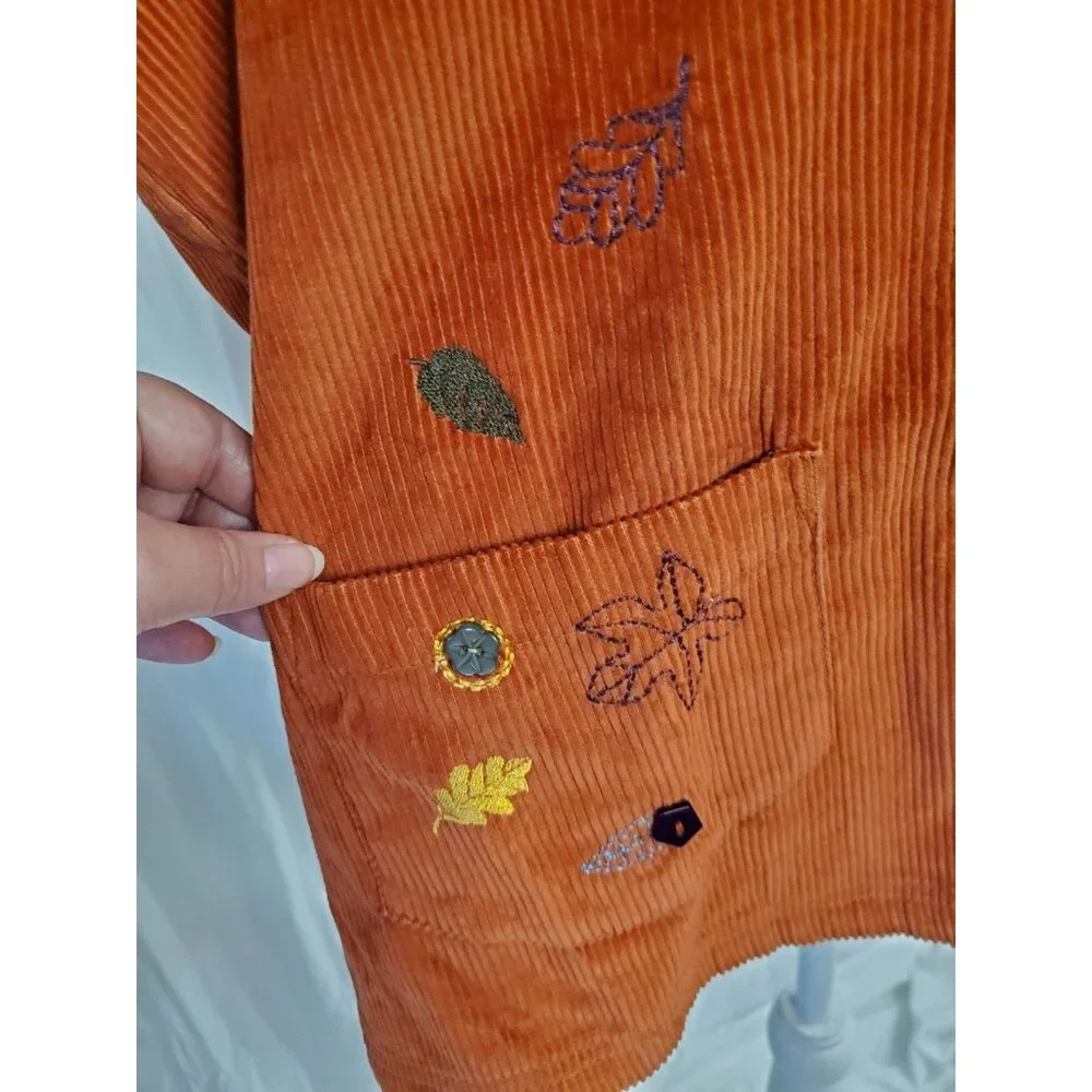 Baxter & Wells Corduroy Fall Vest Cottage Core Autumn Burnt Orange Size 2XL - Picture 4 of 16